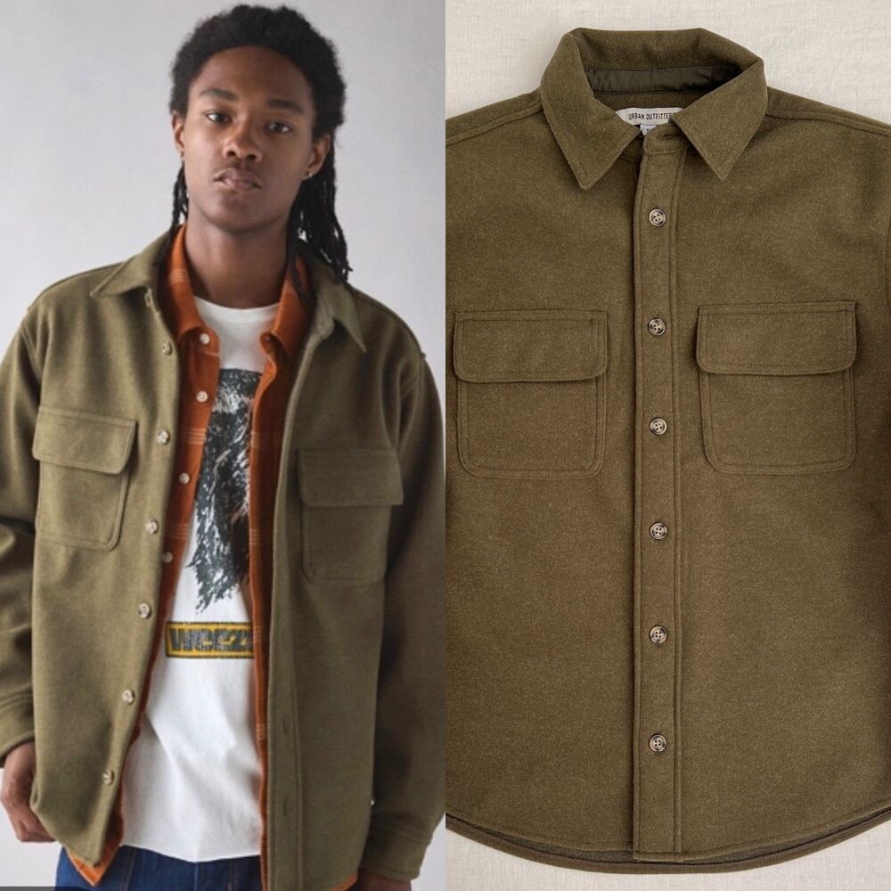 NWOT UO Oli Knit Overshirt in Olive Green Men's Small / Unisex Utility Shacket